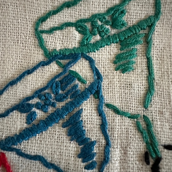 Vintage Embroidered Linen Tea Towel 1950 Cat Dog - Picture 9 of 12